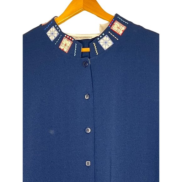 Draper’s & Damons 3X Jacket blouse Button front Embroidered Patchwork long sleev - Picture 2 of 14